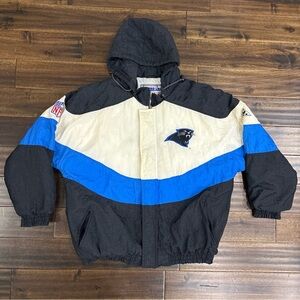 Vintage Carolina Panthers Hooded Color block Jacket - Black, white & Blue